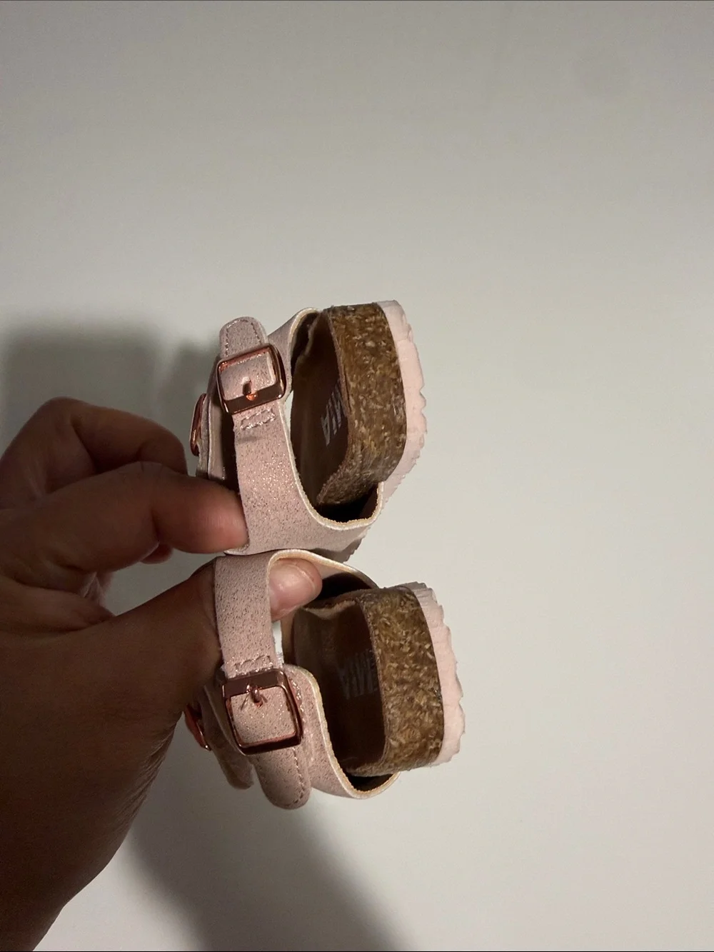 mini MIA  Rose Gold Glitter Double-Buckle Kids Sandals Sz 3-6 months
